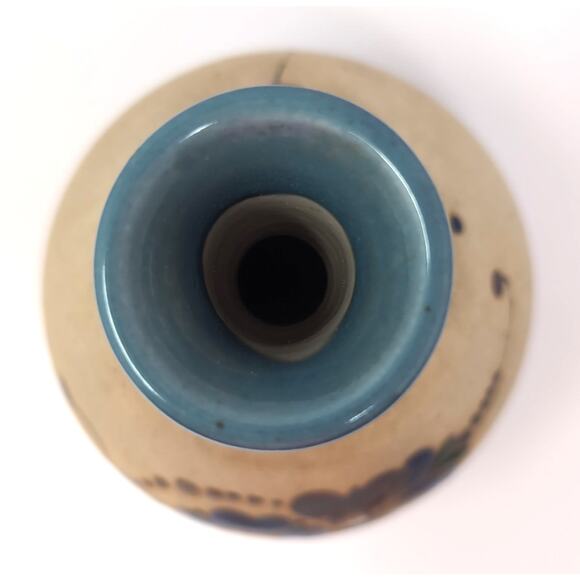 Handcrafted Ceramic Vase with Blue Floral Design - Picture 7 of 13